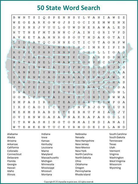 free printable fifty state word search