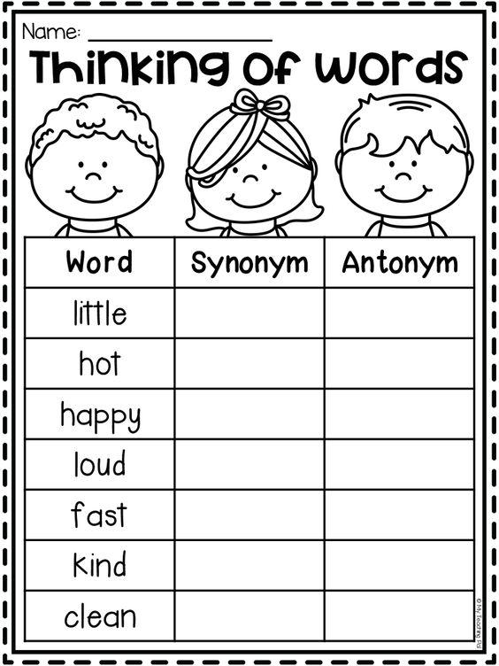 Synonym And Antonym Esl Worksheet